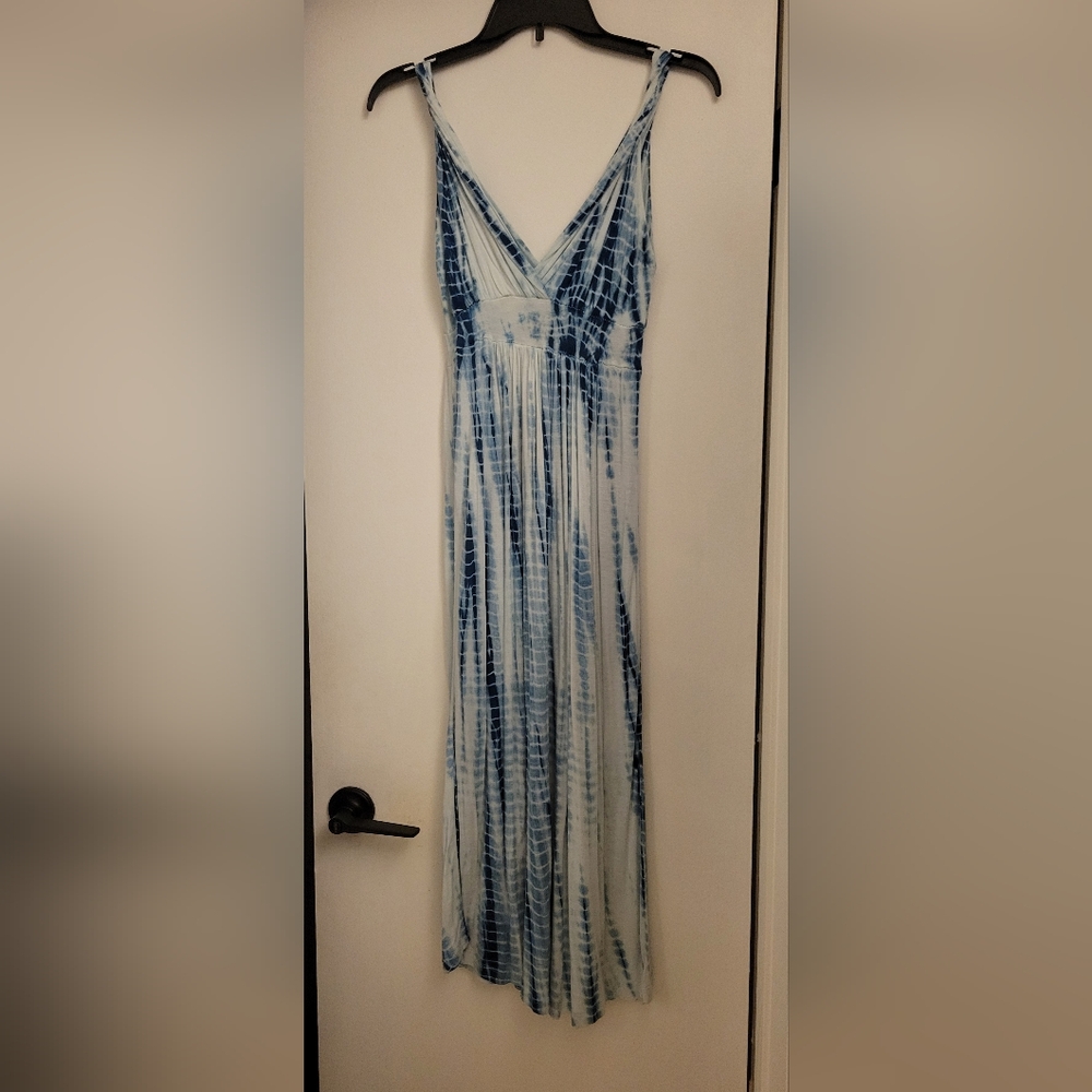 Pink Rose Sky Blue Tie-Dye Dress